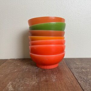 Set of 7 Anchor Hocking Fire‎ King Milk Glass MCM 1960s Colorful Bowls